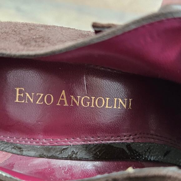 Enzo Angliolini Brown Suede Leather Strappy Buckle Detail Chunky Heel Shoes 6 - Picture 11 of 16